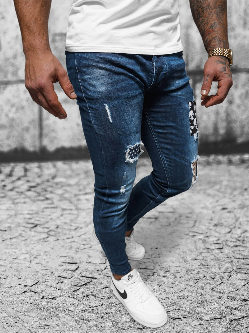 Ανδρικό τζιν παντελόνι Σκούρο μπλε OZONEE NB/MP0015BS