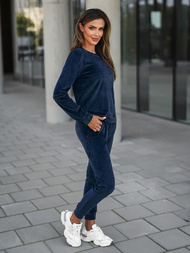 Γυναικείο βελούδινο σετ φόρμας ναυτικό μπλε OZONEE O/8C1173/25