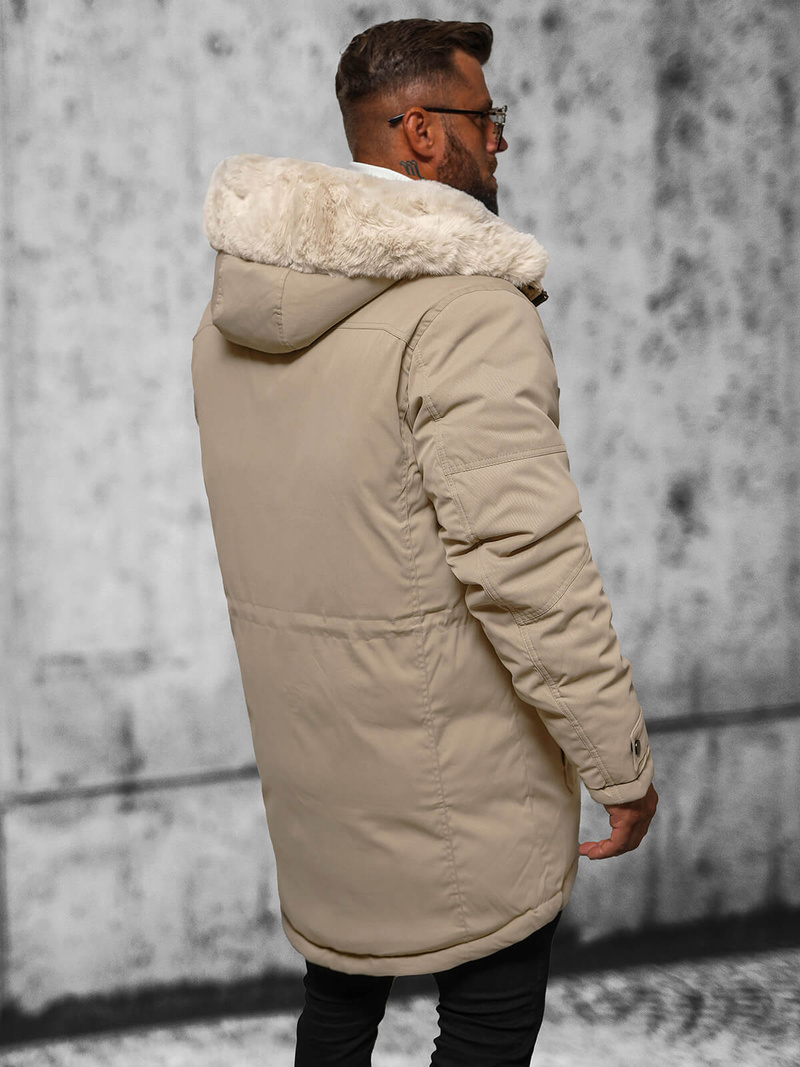Ανδρικό χειμερινό μπουφάν μπεζ OZONEE JS/22M317/62