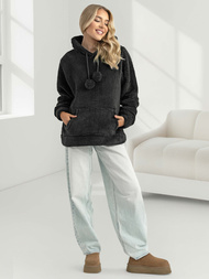 Γυναικείο φούτερ με κουκούλα μαύρο OZONEE JS/HH192/3