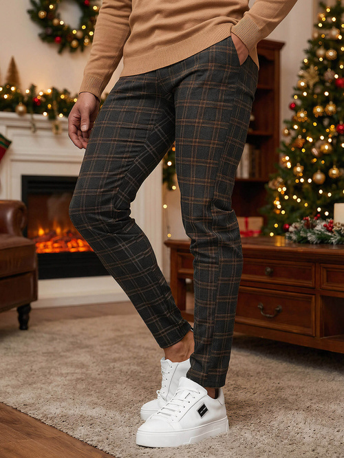 Ανδρικό παντελόνι chino γραφίτη OZONEE DJ/5632Z