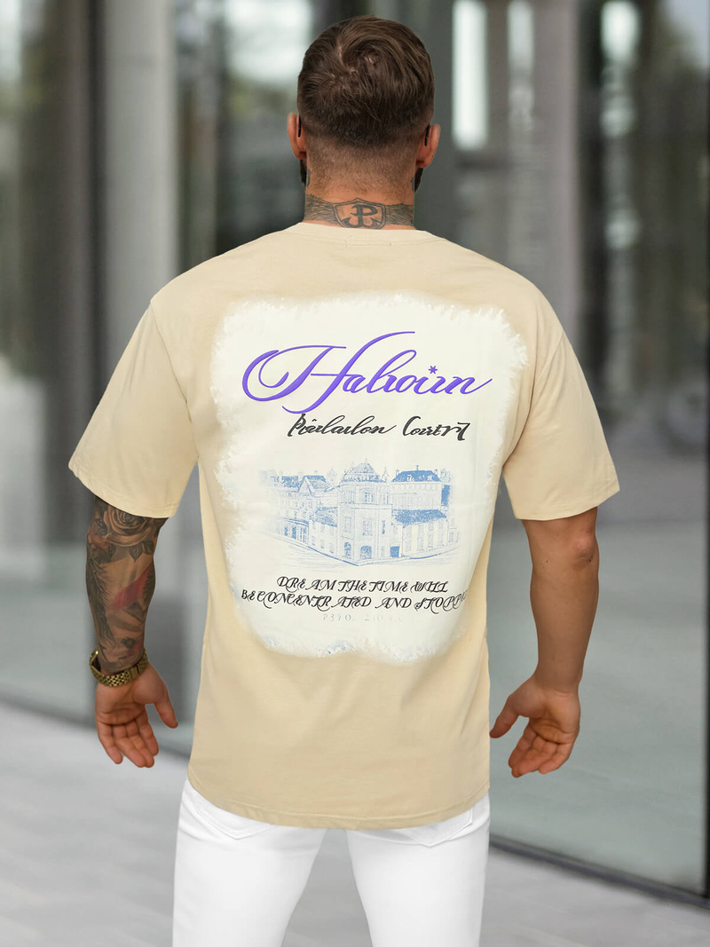 Ανδρικό μπλουζάκι mπεζ OZONEE O/YN2/632