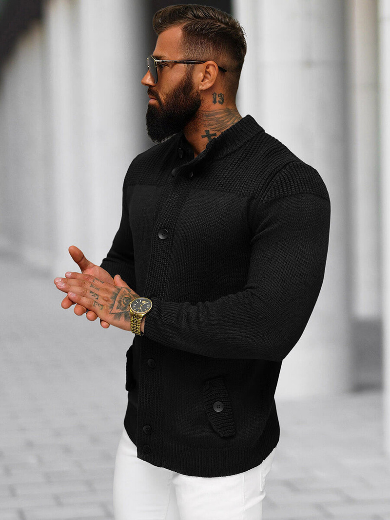 Ανδρικό πουλόβερ mαύρος OZONEE NB/MM6011/4Z