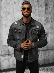 Ανδρικό τζιν μπουφάν mαύρος OZONEE NB/MJ515N