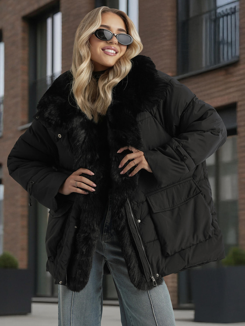 Γυναικείο μπουφάν μαύρο OZONEE JS/16M9185/392