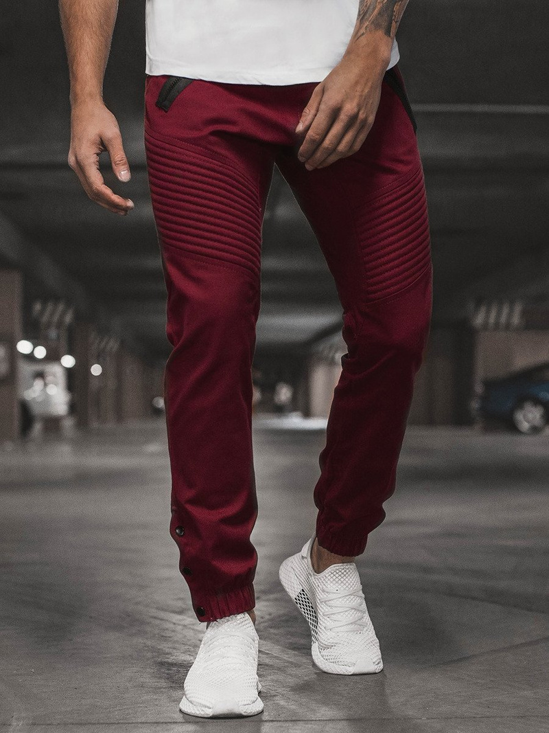 Ανδρικό παντελόνι chino jogger μπορντό OZONEE A/0952