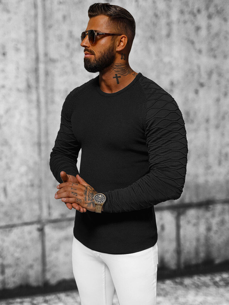 Ανδρικό πουλόβερ μαύρο OZONEE L/2486Z