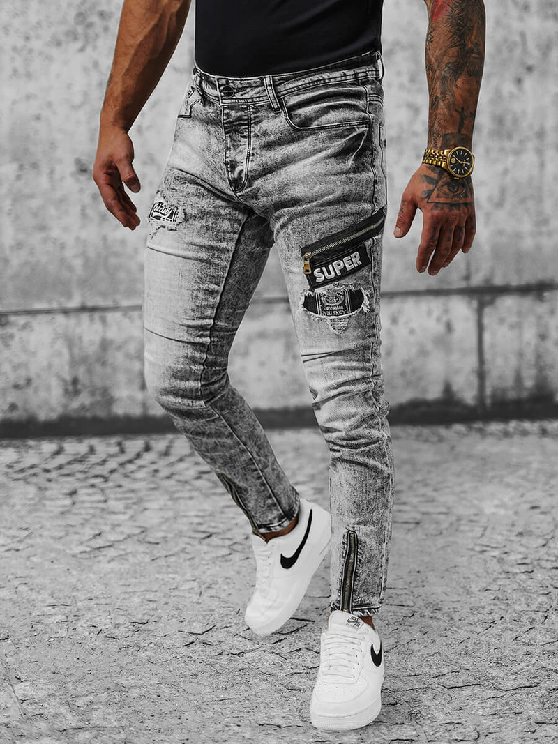 Ανδρικό τζιν παντελόνι mαύρος OZONEE NB/MP0162N