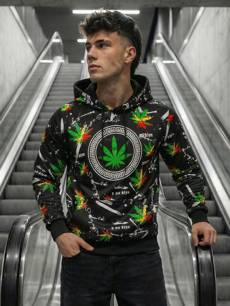 Ανδρικό Φούτερ με kουκούλα μαύρο OZONEE O/B269Z