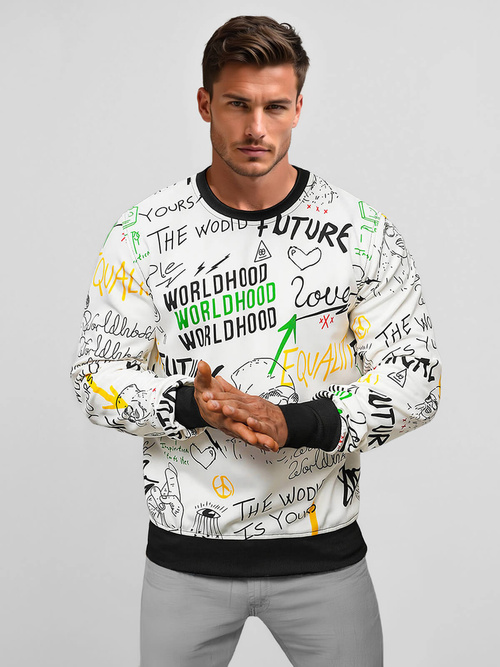 Ανδρικό Φούτερ λευκό OZONEE JS/8B1228/1Z