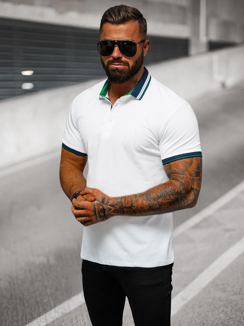 Ανδρική μπλούζα polo λευκό OZONEE O/DA729
