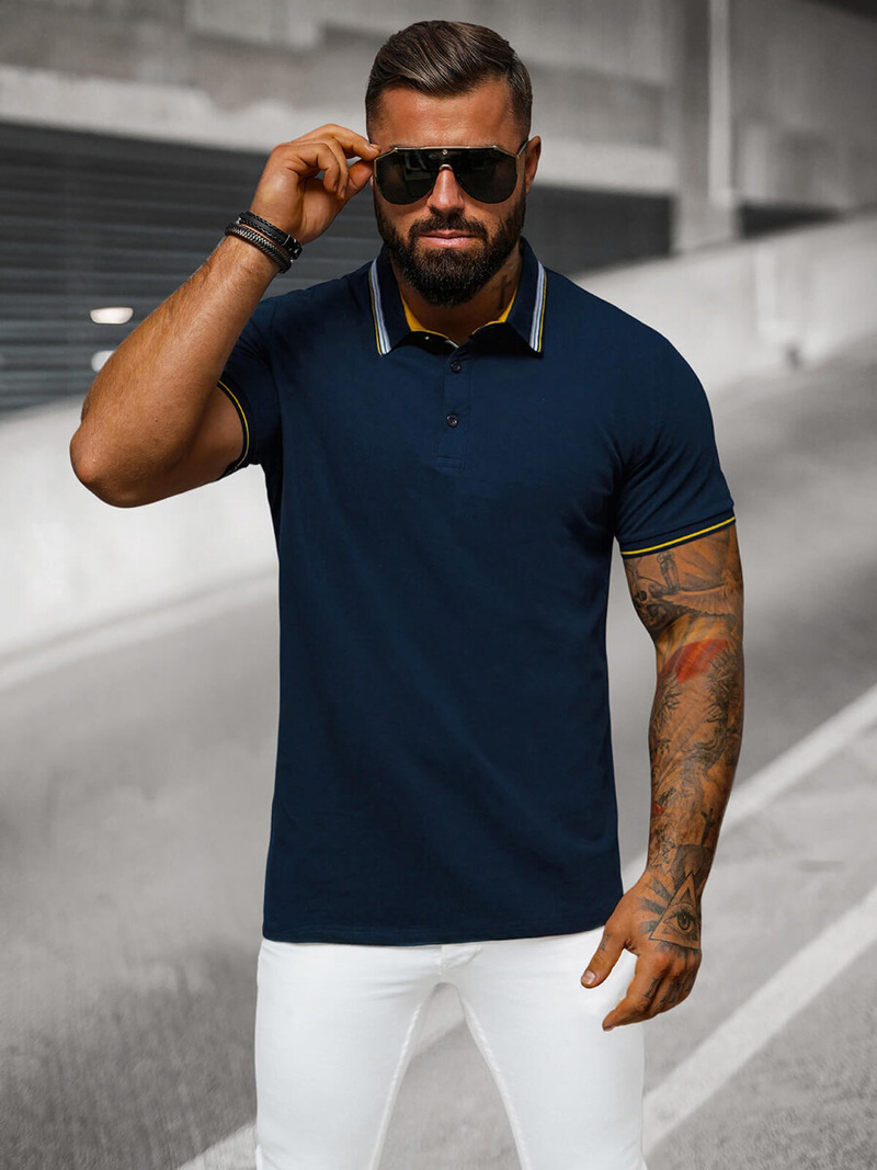 Ανδρική μπλούζα polo ναυτικό μπλε OZONEE O/DA729