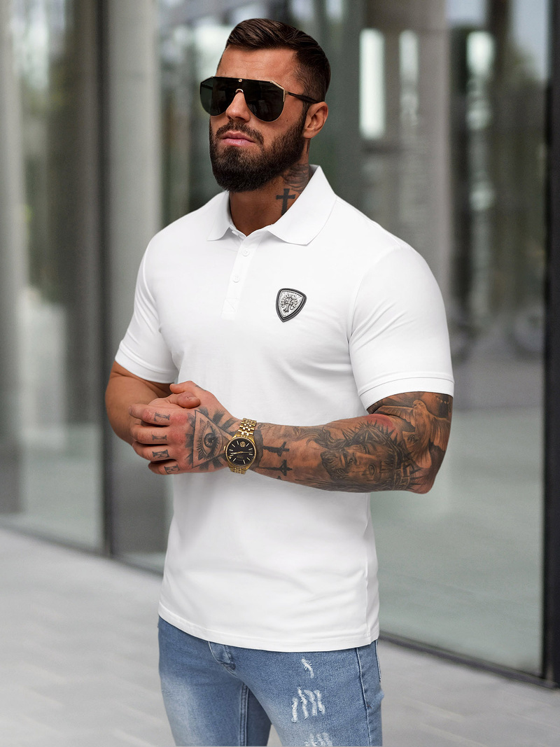 Ανδρική μπλούζα polo λευκό OZONEE NB/MT3121