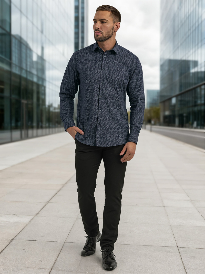 Ανδρικό πουκάμισο ναυτικό μπλε OZONEE V/V186