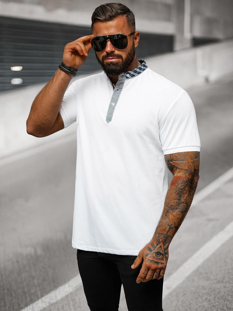 Ανδρική μπλούζα polo λευκό OZONEE O/DA803