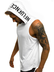 Ανδρικό αμάνικο μπλουζάκι με κουκούλα λευκό OZONEE O/2537