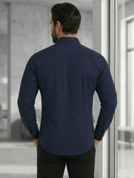 Ανδρικό πουκάμισο ναυτικό μπλε OZONEE V/V183Z