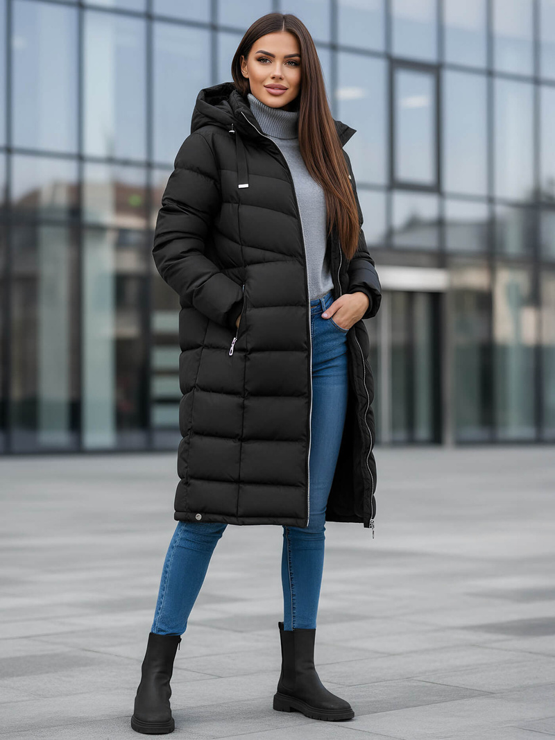 Γυναικείο μπουφάν μαύρο OZONEE JS/M736/392Z