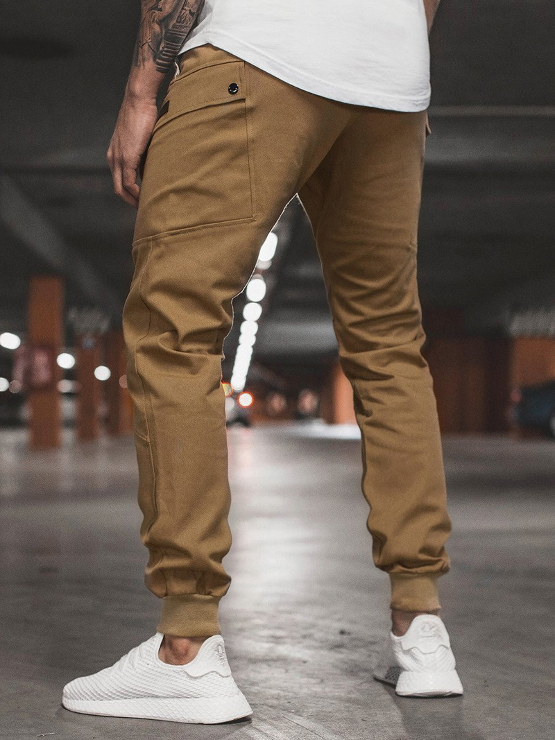 Ανδρικό παντελόνι chino jogger κάμελ OZONEE O/11103