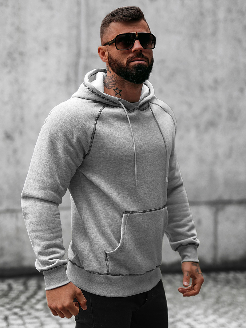 Ανδρικό Φούτερ με kουκούλα γκρι OZONEE O/8B152/2