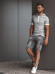 Ανδρικό μπλουζάκι με κουκούλα γκρι OZONEE O/1273Z