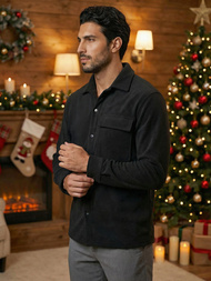 Ανδρικό πουκάμισο mαύρος OZONEE O/GOM23040Z