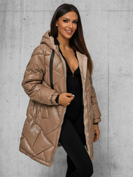 Γυναικείο μπουφάν kαμήλα OZONEE JS/5M3189/84Z