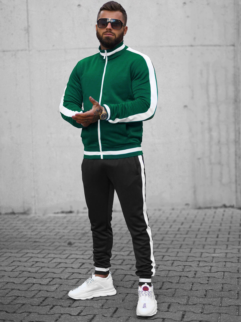 Ανδρικό σετ φόρμας πράσινο-μαύρο OZONEE JS/8C99/22BZ