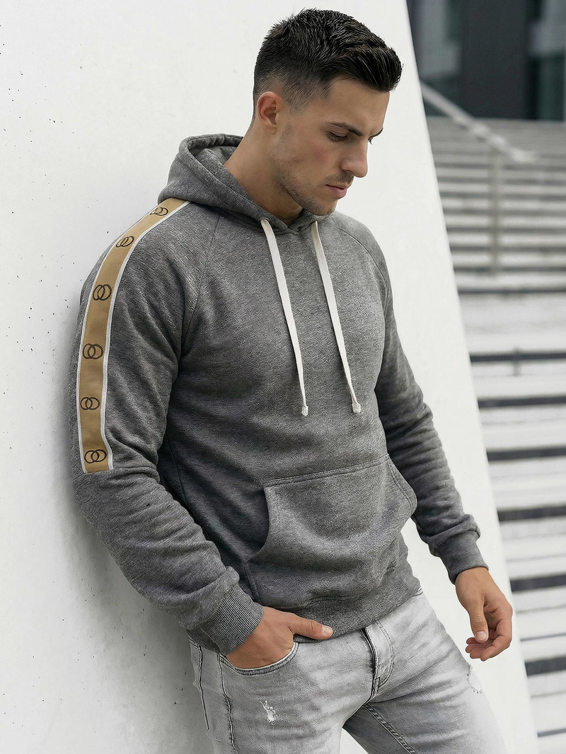 Ανδρικό Φούτερ με Κουκούλα γραφίτη OZONEE JS/8B1730/5Z