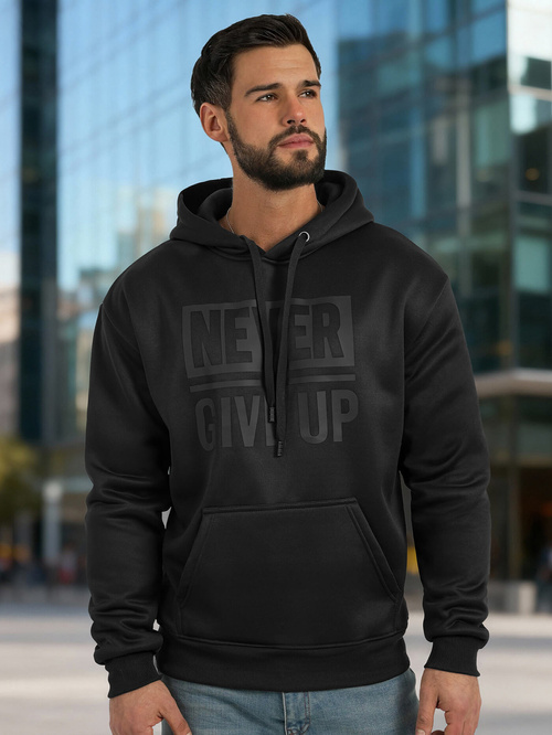 Ανδρικό Φούτερ με Κουκούλα μαύρο OZONEE JS/8B1983/3