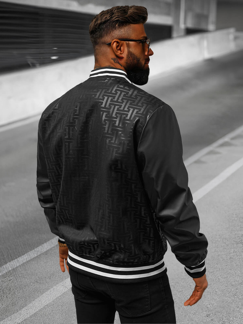 Ανδρικό μπουφάν bomber μαύρο OZONEE O/3A172Z