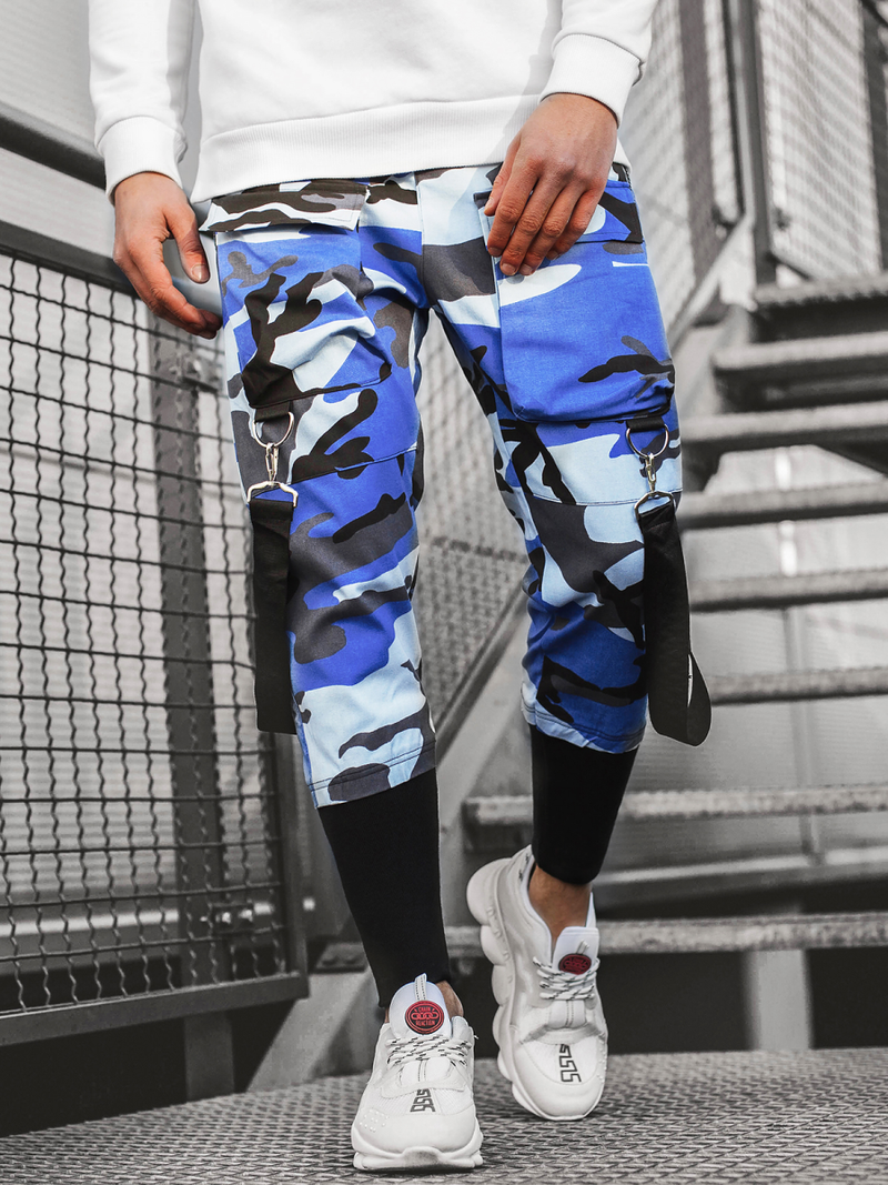 Ανδρικό παντελόνι chino jogger μπλε-μαύρο OZONEE G/11133