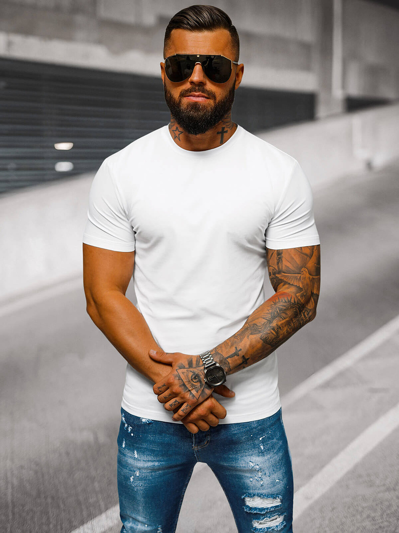 Ανδρικό μπλουζάκι λευκό OZONEE NB/MT3001Z