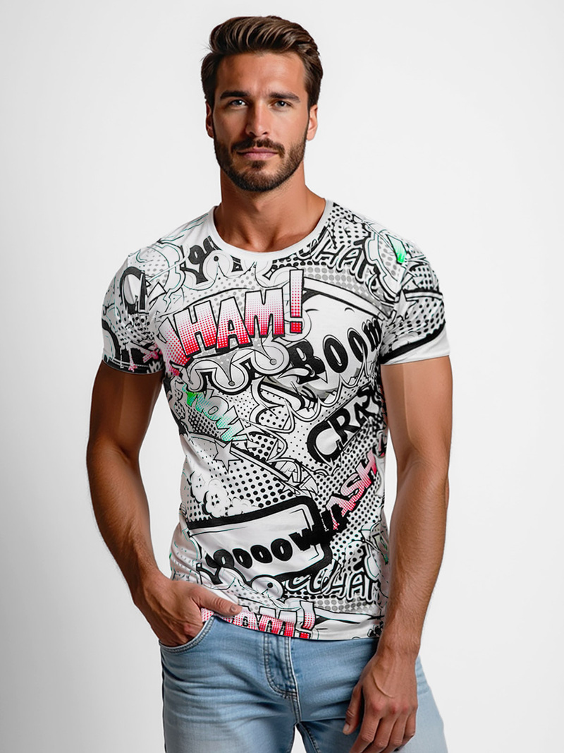 Ανδρικό μπλουζάκι λευκό OZONEE O/T137/1Z