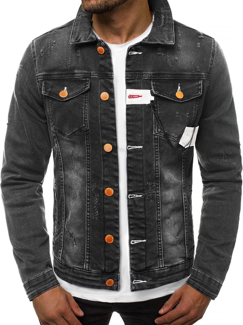 Ανδρικό τζιν μπουφάν μαύρο OZONEE G/600