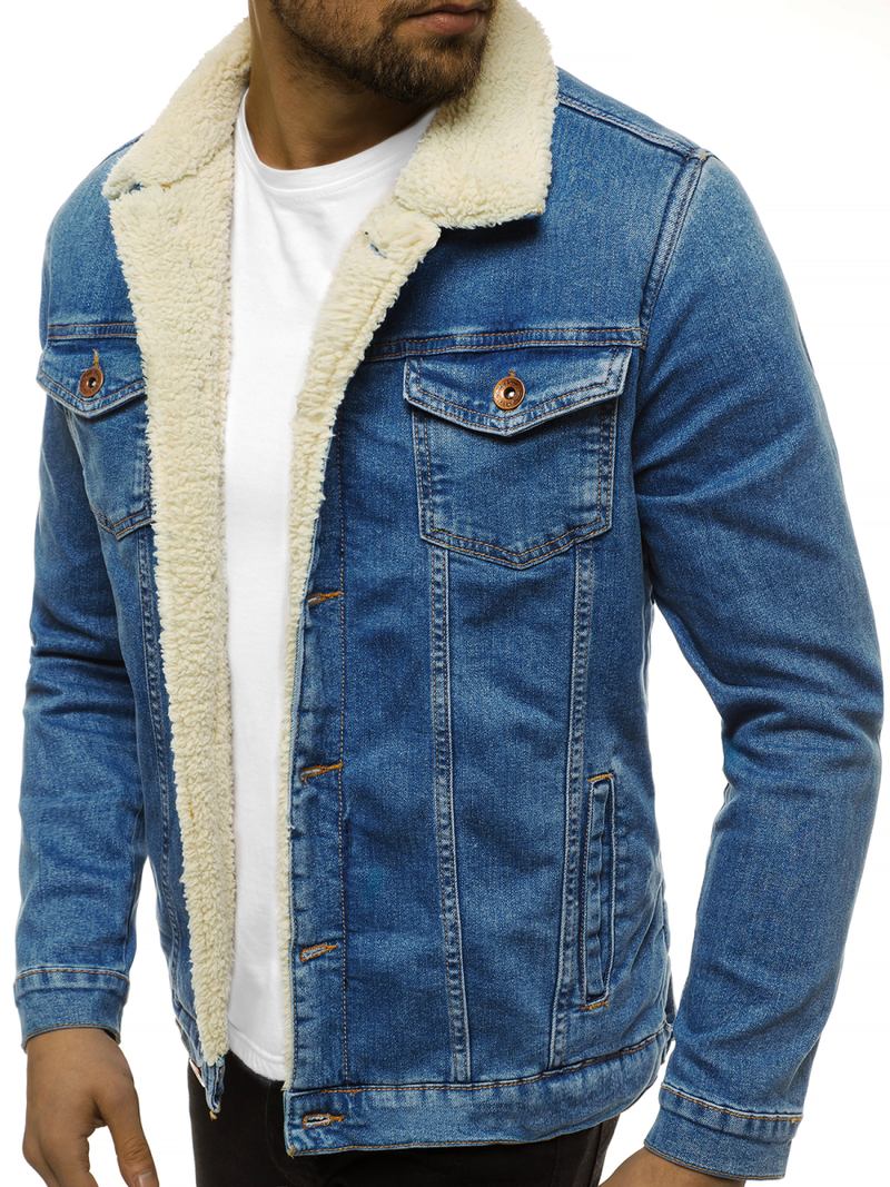 Ανδρικό τζιν μπουφάν ανοιχτό-μπλε OZONEE BN/5938