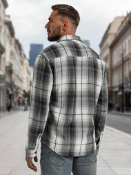 Ανδρικό πουκάμισο μαύρο άσπρο OZONEE NB/MC728N/4