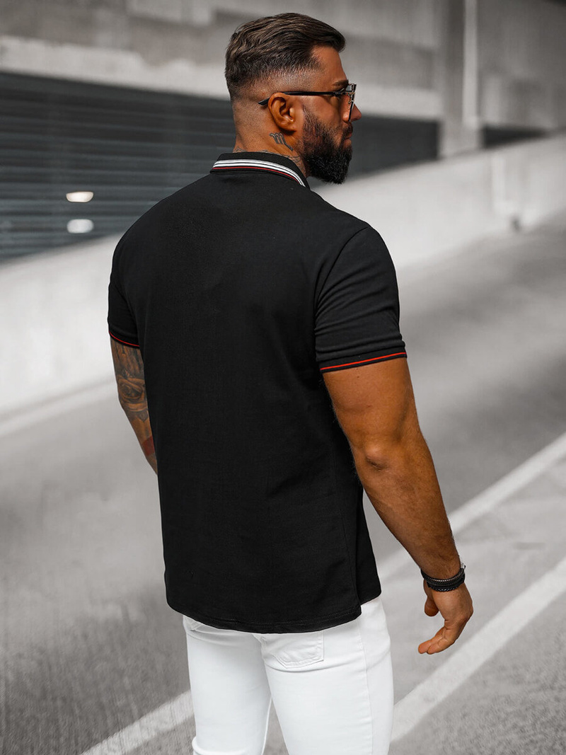 Ανδρική μπλούζα polo μαύρο OZONEE O/DA729