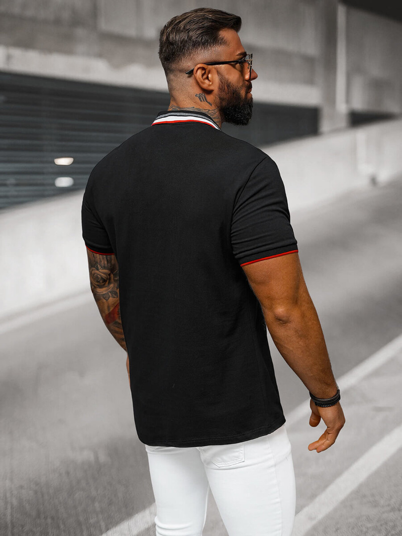 Ανδρική μπλούζα polo μαύρο OZONEE O/DA719