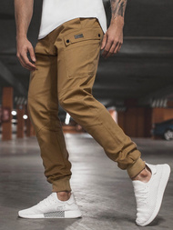 Ανδρικό παντελόνι chino jogger κάμελ OZONEE O/11103
