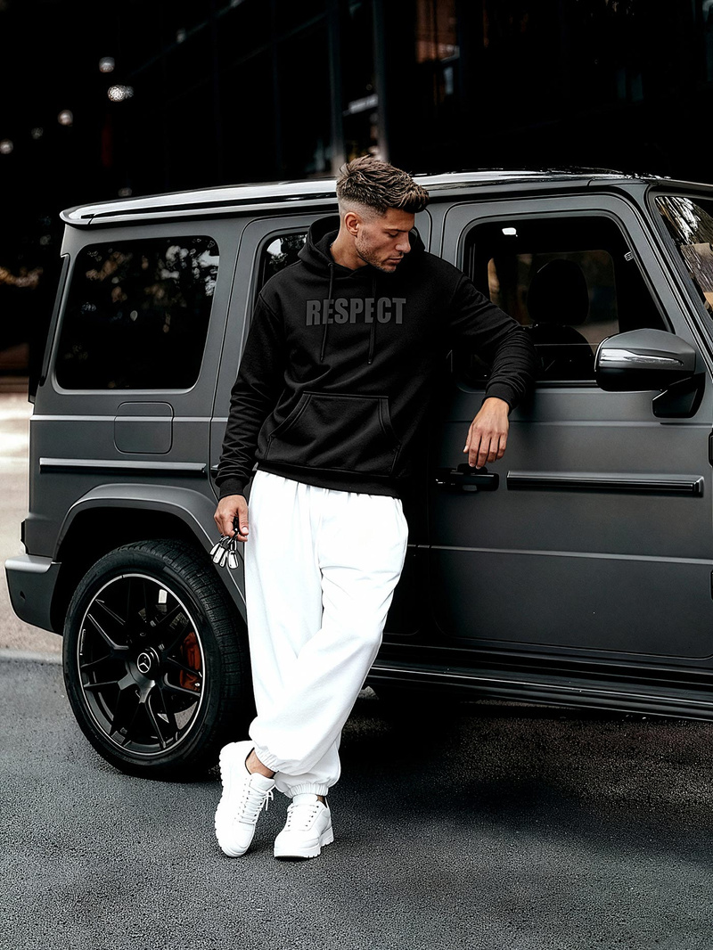 Ανδρικό Φούτερ με Κουκούλα μαύρο OZONEE JS/8B1968/3