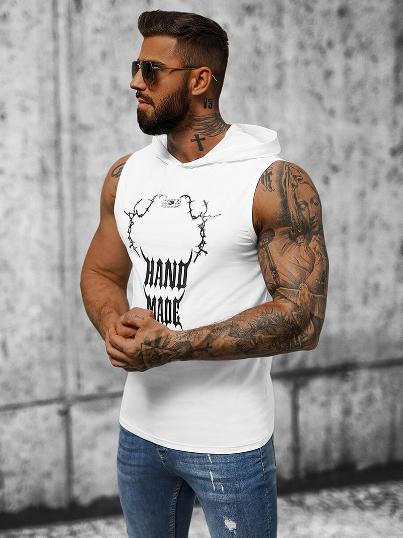 Ανδρικό αμάνικο μπλουζάκι λευκό OZONEE NB/MT3024