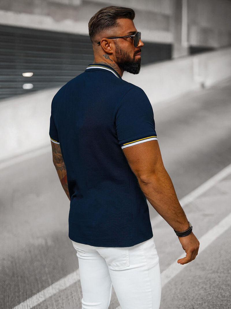 Ανδρική μπλούζα polo ναυτικό μπλε OZONEE O/DA736