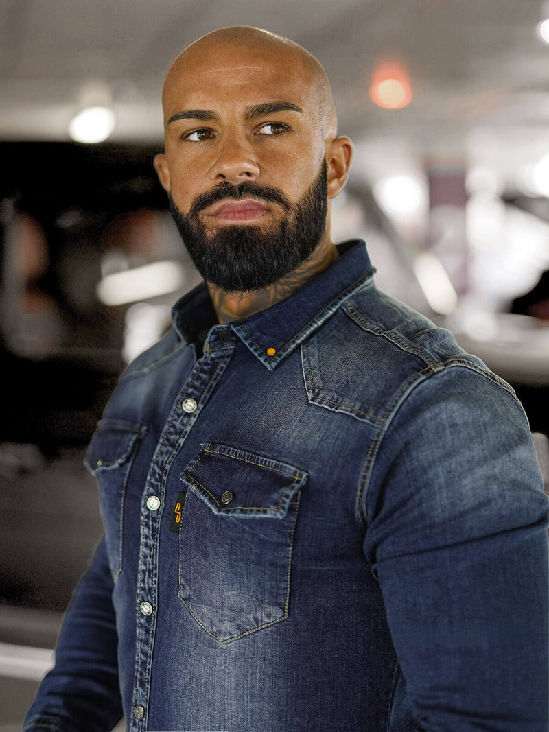 Ανδρικό τζιν πουκάμισο Σκούρο μπλε OZONEE O/51410