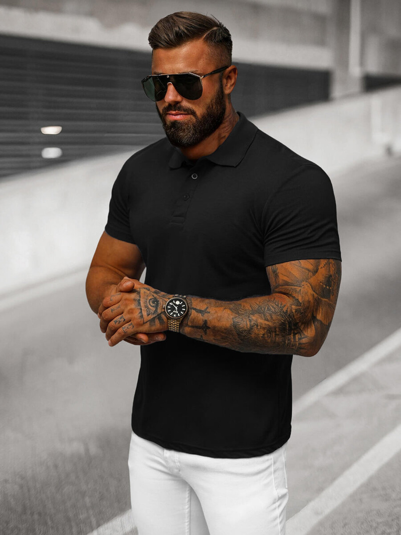 Ανδρική μπλούζα polo μαύρο OZONEE JS/8T80/3Z