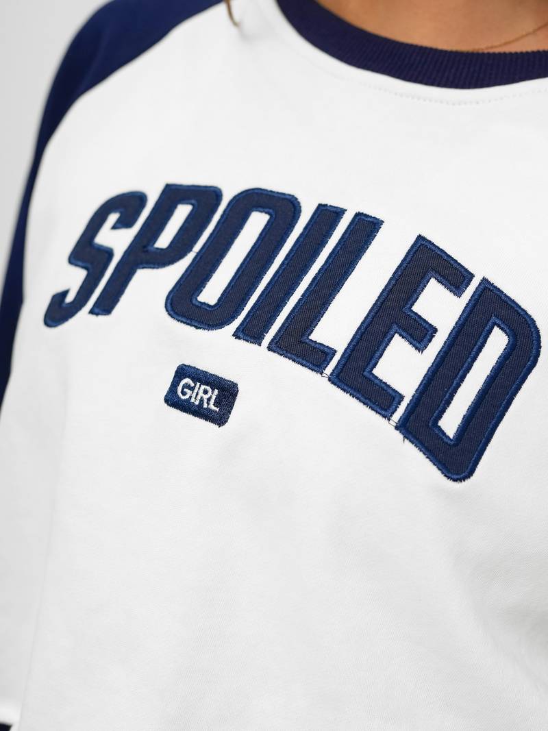 Γυναικείο σετ φόρμας δύο κομματιών ασπρό-ναυτικό μπλε OZONEE JS/M58631AB