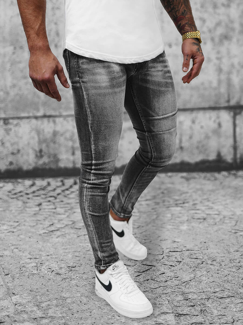 Ανδρικό τζιν παντελόνι Γραφίτης OZONEE NB/MP0021GZ