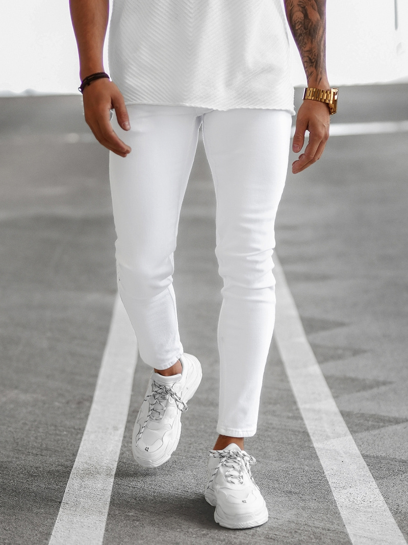 Ανδρικό τζιν παντελόνι λευκό OZONEE E/5348/01Z