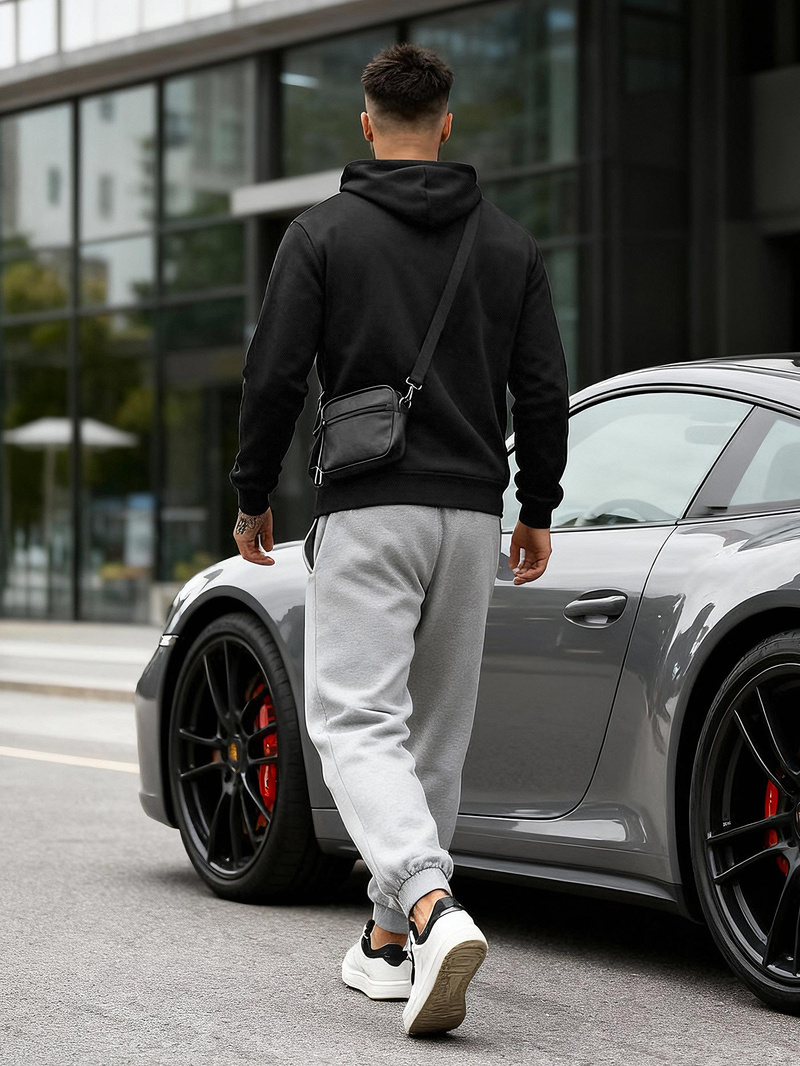 Ανδρικό Φούτερ με Κουκούλα μαύρο OZONEE JS/8B1973/3