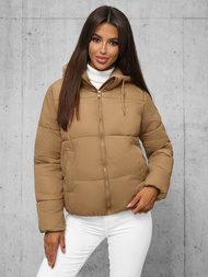 Γυναικείο μπουφάν ανοιχτό-μπεζ OZONEE JS/16M9187/158